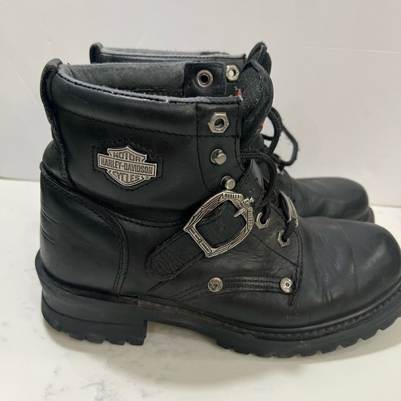 SOLD ‼️‼️Harley-Davidson Black Leather Ankle Boots - Picture 4 of 7
